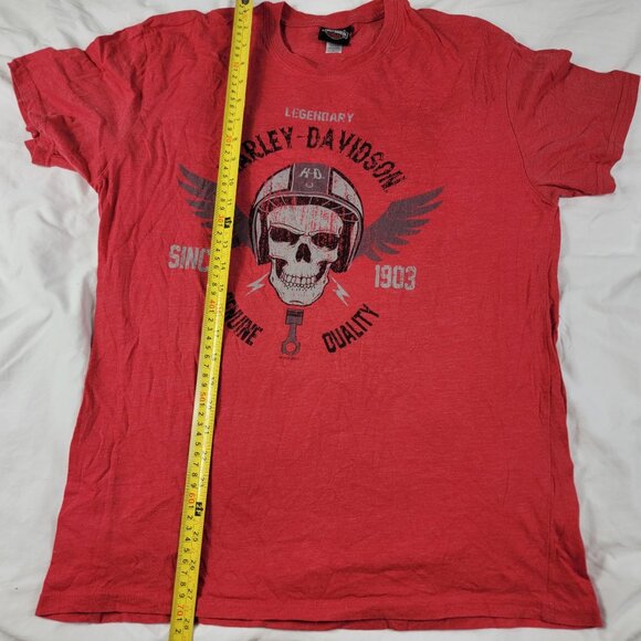 Harley Davidson Legendary Skull Mens Large Graphic Tee Red Shirt Short Sleeve - Picture 8 of 9